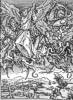 1496-98 Apokalypse:  Der Heilige Michael kmpft mit dem Drachen  (Holzschnitt 234KB)