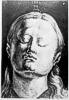 Kopf einer Frau mit geschlossenen Augen, 1519, Zeichnung
