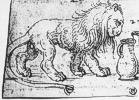 Schreitender Löwe, um 1513, Tinte
